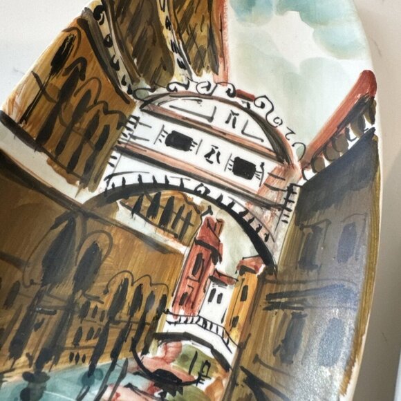 Venice Grand Canal- 2 Hand Painted Rolled Ceramic Slab Wall Hangings, Signed - Picture 11 of 16